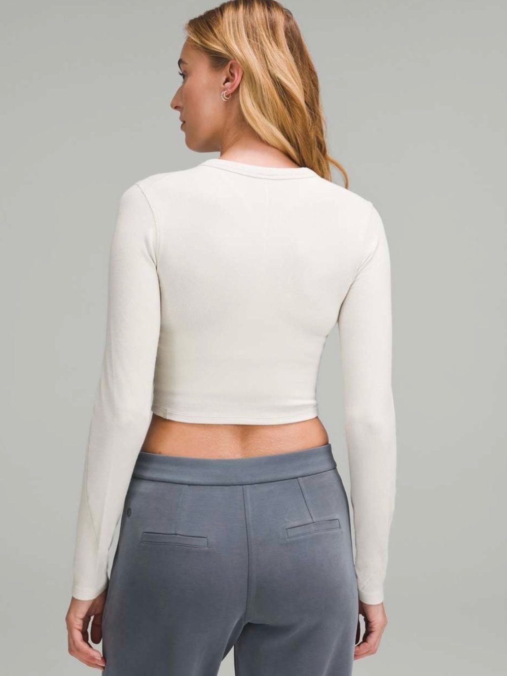 Lululemon Hold Tight Straight-Hem Cropped LS Bone Size 8 NWT - Picture 2 of 6